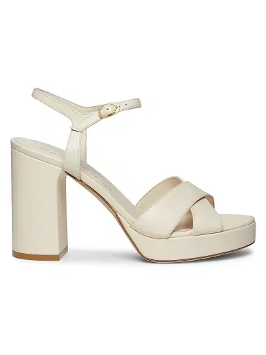 Stuart Weitzman Women's Dayna 100MM Metallic Leather Platform Sandals - Seashell | Thumbnail 1 Stuart Weitzman Women's Dayna 100MM Metallic Leather Platform Sandals - Seashell | Thumbnail 1