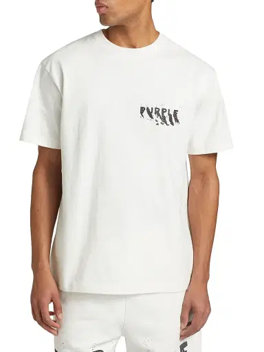 Purple Brand Men's Graphic Logo Knit Jersey Crewneck T-Shirt - White | Thumbnail 3 Purple Brand Men's Graphic Logo Knit Jersey Crewneck T-Shirt - White | Thumbnail 3