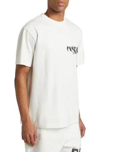 Purple Brand Men's Graphic Logo Knit Jersey Crewneck T-Shirt - White | Thumbnail 4 Purple Brand Men's Graphic Logo Knit Jersey Crewneck T-Shirt - White | Thumbnail 4