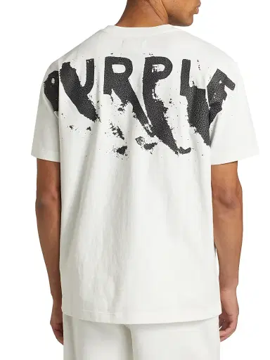 Purple Brand Men's Graphic Logo Knit Jersey Crewneck T-Shirt - White | Thumbnail 5 Purple Brand Men's Graphic Logo Knit Jersey Crewneck T-Shirt - White | Thumbnail 5
