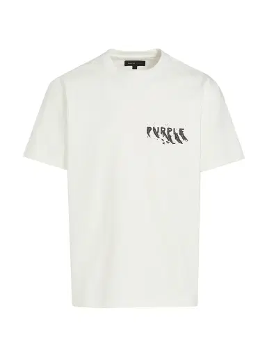 Purple Brand Men's Graphic Logo Knit Jersey Crewneck T-Shirt - White | Thumbnail 1 Purple Brand Men's Graphic Logo Knit Jersey Crewneck T-Shirt - White | Thumbnail 1
