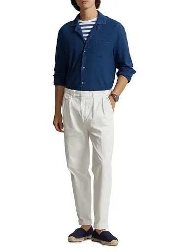 Polo Ralph Lauren Men's Long-Sleeve Cotton Camp Sport Shirt - Medium Indigo | Thumbnail 2 Polo Ralph Lauren Men's Long-Sleeve Cotton Camp Sport Shirt - Medium Indigo | Thumbnail 2