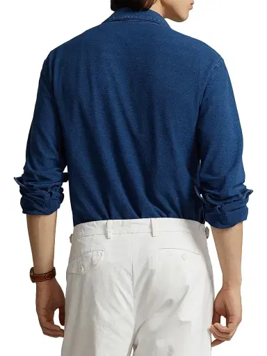 Polo Ralph Lauren Men's Long-Sleeve Cotton Camp Sport Shirt - Medium Indigo | Thumbnail 3 Polo Ralph Lauren Men's Long-Sleeve Cotton Camp Sport Shirt - Medium Indigo | Thumbnail 3