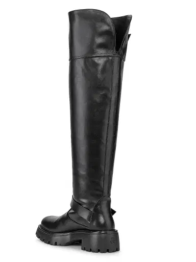 Stuart Weitzman Women's Emerson 50MM Buckle-Accented Leather Tall Boots - Black | Thumbnail 3 Stuart Weitzman Women's Emerson 50MM Buckle-Accented Leather Tall Boots - Black | Thumbnail 3