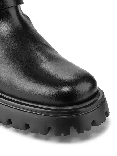 Stuart Weitzman Women's Emerson 50MM Buckle-Accented Leather Tall Boots - Black | Thumbnail 6 Stuart Weitzman Women's Emerson 50MM Buckle-Accented Leather Tall Boots - Black | Thumbnail 6