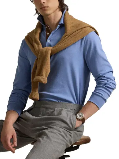 Polo Ralph Lauren Men's Cotton Interlock Long-Sleeve Polo Shirt | Thumbnail 5 Polo Ralph Lauren Men's Cotton Interlock Long-Sleeve Polo Shirt | Thumbnail 5