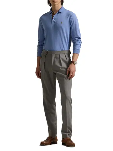 Polo Ralph Lauren Men's Cotton Interlock Long-Sleeve Polo Shirt | Thumbnail 1 Polo Ralph Lauren Men's Cotton Interlock Long-Sleeve Polo Shirt | Thumbnail 1