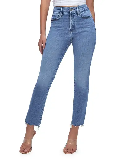 Good American Women's Good Legs High-Rise Stretch Straight Ankle Jeans - Indigo | Thumbnail 3 Good American Women's Good Legs High-Rise Stretch Straight Ankle Jeans - Indigo | Thumbnail 3