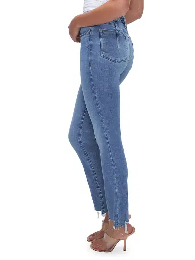 Good American Women's Good Legs High-Rise Stretch Straight Ankle Jeans - Indigo | Thumbnail 4 Good American Women's Good Legs High-Rise Stretch Straight Ankle Jeans - Indigo | Thumbnail 4