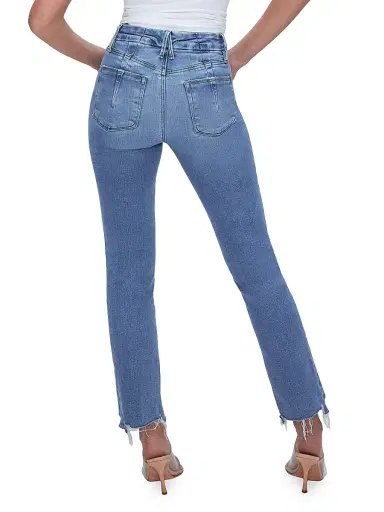 Good American Women's Good Legs High-Rise Stretch Straight Ankle Jeans - Indigo | Thumbnail 5 Good American Women's Good Legs High-Rise Stretch Straight Ankle Jeans - Indigo | Thumbnail 5