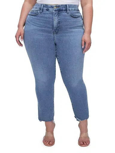 Good American Women's Good Legs High-Rise Stretch Straight Ankle Jeans - Indigo | Thumbnail 6 Good American Women's Good Legs High-Rise Stretch Straight Ankle Jeans - Indigo | Thumbnail 6