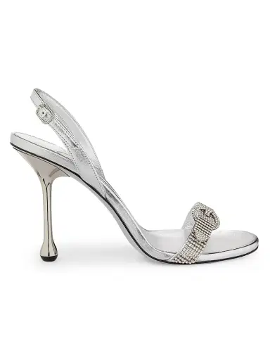 Jimmy Choo Women's Tabitha Crystal-Embellished Leather Sandals - Silver | Thumbnail 1 Jimmy Choo Women's Tabitha Crystal-Embellished Leather Sandals - Silver | Thumbnail 1