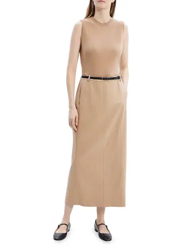 Theory Women's Wool-Blend Tailored Midi-Skirt - New Camel | Thumbnail 2 Theory Women's Wool-Blend Tailored Midi-Skirt - New Camel | Thumbnail 2