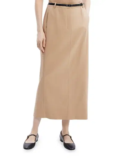 Theory Women's Wool-Blend Tailored Midi-Skirt - New Camel | Thumbnail 3 Theory Women's Wool-Blend Tailored Midi-Skirt - New Camel | Thumbnail 3