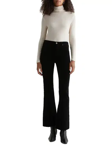 AG Jeans Women's Farrah Stretch-Velvet High-Rise Boot-Cut Pants - Super Black | Thumbnail 2 AG Jeans Women's Farrah Stretch-Velvet High-Rise Boot-Cut Pants - Super Black | Thumbnail 2