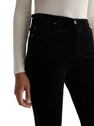 AG Jeans Women's Farrah Stretch-Velvet High-Rise Boot-Cut Pants - Super Black | Thumbnail 6 AG Jeans Women's Farrah Stretch-Velvet High-Rise Boot-Cut Pants - Super Black | Thumbnail 6