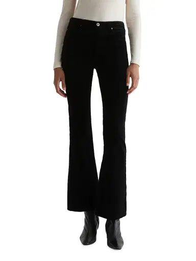 AG Jeans Women's Farrah Stretch-Velvet High-Rise Boot-Cut Pants - Super Black | Thumbnail 8 AG Jeans Women's Farrah Stretch-Velvet High-Rise Boot-Cut Pants - Super Black | Thumbnail 8