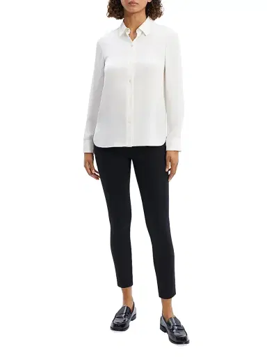 Theory Women's Straight Silk Button-Front Shirt - | Thumbnail 2 Theory Women's Straight Silk Button-Front Shirt - | Thumbnail 2