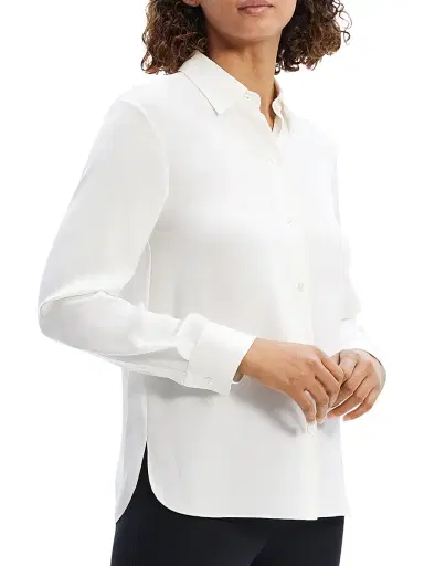 Theory Women's Straight Silk Button-Front Shirt - | Thumbnail 4 Theory Women's Straight Silk Button-Front Shirt - | Thumbnail 4