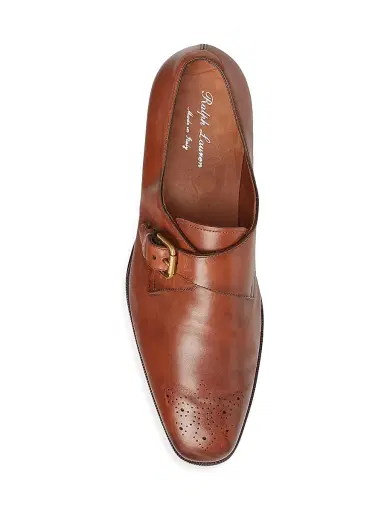 Ralph Lauren Purple Label Men's Darnell Burnished Monk-Strap Shoes - Tan - Size 7 | Thumbnail 4 Ralph Lauren Purple Label Men's Darnell Burnished Monk-Strap Shoes - Tan - Size 7 | Thumbnail 4