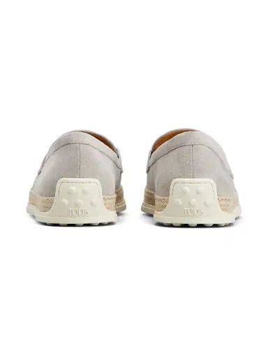 Tod's Women's Suede & Raffia Loafers - Grigio Vapore - Size 9.5 | Thumbnail 3 Tod's Women's Suede & Raffia Loafers - Grigio Vapore - Size 9.5 | Thumbnail 3