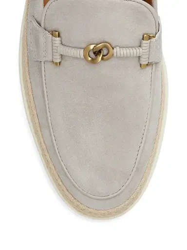Tod's Women's Suede & Raffia Loafers - Grigio Vapore - Size 9.5 | Thumbnail 4 Tod's Women's Suede & Raffia Loafers - Grigio Vapore - Size 9.5 | Thumbnail 4