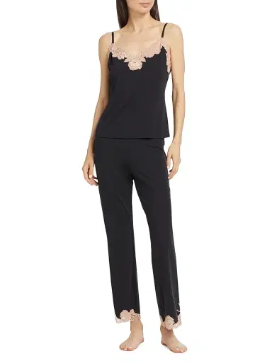 Josie Natori Women's Imagine Lace-Jersey Pajamas - Black Rose - Size XL | Thumbnail 3 Josie Natori Women's Imagine Lace-Jersey Pajamas - Black Rose - Size XL | Thumbnail 3