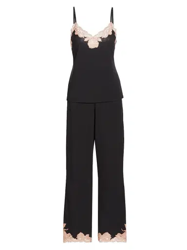 Josie Natori Women's Imagine Lace-Jersey Pajamas - Black Rose - Size XL | Thumbnail 1 Josie Natori Women's Imagine Lace-Jersey Pajamas - Black Rose - Size XL | Thumbnail 1