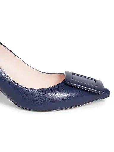 Roger Vivier Women's Viv In The City 65MM Leather Pumps - Blue | Thumbnail 6 Roger Vivier Women's Viv In The City 65MM Leather Pumps - Blue | Thumbnail 6