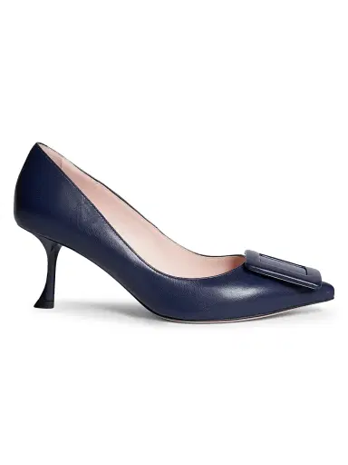Roger Vivier Women's Viv In The City 65MM Leather Pumps - Blue | Thumbnail 1 Roger Vivier Women's Viv In The City 65MM Leather Pumps - Blue | Thumbnail 1