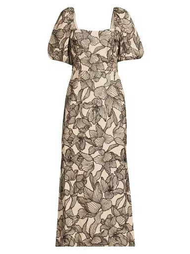 Lilly Pulitzer Women's Linora Floral Maxi Dress - Wicker Tan - Size 4 | Thumbnail 1 Lilly Pulitzer Women's Linora Floral Maxi Dress - Wicker Tan - Size 4 | Thumbnail 1