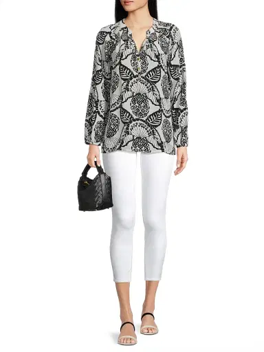 Lilly Pulitzer Women's Elsa Silk Print Top - Coconut Pineapple - Size XL | Thumbnail 2 Lilly Pulitzer Women's Elsa Silk Print Top - Coconut Pineapple - Size XL | Thumbnail 2