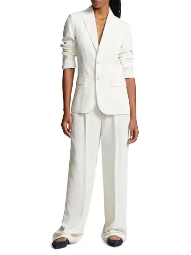 Polo Ralph Lauren Women's Tailored Satin Blazer - Clubhouse Cream | Thumbnail 2 Polo Ralph Lauren Women's Tailored Satin Blazer - Clubhouse Cream | Thumbnail 2