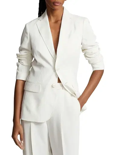 Polo Ralph Lauren Women's Tailored Satin Blazer - Clubhouse Cream | Thumbnail 3 Polo Ralph Lauren Women's Tailored Satin Blazer - Clubhouse Cream | Thumbnail 3
