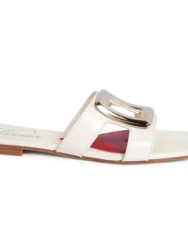 Roger Vivier Women's New Metal Buckle Leather Sandals - Cuoio | Thumbnail 11 Roger Vivier Women's New Metal Buckle Leather Sandals - Cuoio | Thumbnail 11