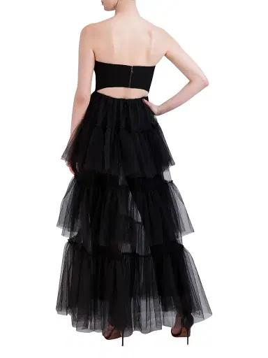 BCBGMAXAZRIA Women's Strapless Tiered Tulle Overlay Jumpsuit - Black | Thumbnail 5 BCBGMAXAZRIA Women's Strapless Tiered Tulle Overlay Jumpsuit - Black | Thumbnail 5
