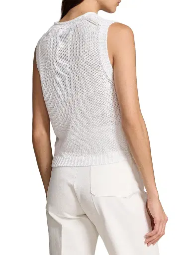 Polo Ralph Lauren Women's Linen-Cotton Knit Sweater Tank - White | Thumbnail 5 Polo Ralph Lauren Women's Linen-Cotton Knit Sweater Tank - White | Thumbnail 5