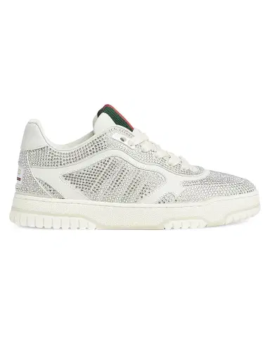 Gucci Women's Re-Web Crystal-Embellished Leather Sneakers - Great White | Thumbnail 1 Gucci Women's Re-Web Crystal-Embellished Leather Sneakers - Great White | Thumbnail 1