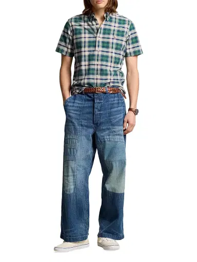 Polo Ralph Lauren Men's Plaid Cotton Short-Sleeve Oxford Shirt | Thumbnail 2 Polo Ralph Lauren Men's Plaid Cotton Short-Sleeve Oxford Shirt | Thumbnail 2