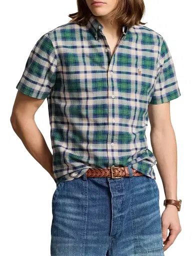Polo Ralph Lauren Men's Plaid Cotton Short-Sleeve Oxford Shirt | Thumbnail 3 Polo Ralph Lauren Men's Plaid Cotton Short-Sleeve Oxford Shirt | Thumbnail 3