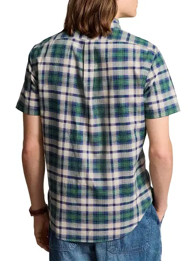 Polo Ralph Lauren Men's Plaid Cotton Short-Sleeve Oxford Shirt | Thumbnail 4 Polo Ralph Lauren Men's Plaid Cotton Short-Sleeve Oxford Shirt | Thumbnail 4