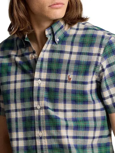 Polo Ralph Lauren Men's Plaid Cotton Short-Sleeve Oxford Shirt | Thumbnail 5 Polo Ralph Lauren Men's Plaid Cotton Short-Sleeve Oxford Shirt | Thumbnail 5