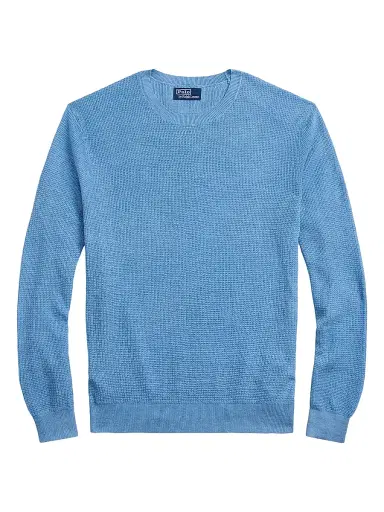 Polo Ralph Lauren Men's Linen Knit Crewneck Sweater - Dusty Light Blue | Thumbnail 1 Polo Ralph Lauren Men's Linen Knit Crewneck Sweater - Dusty Light Blue | Thumbnail 1