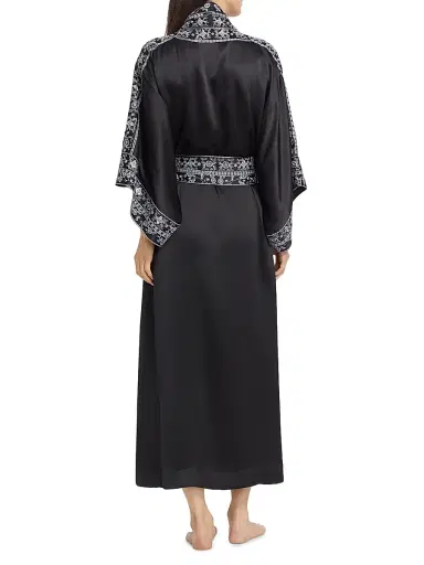 Josie Natori Women's Ysobel Embroidered Robe - Black - Size XL | Thumbnail 5 Josie Natori Women's Ysobel Embroidered Robe - Black - Size XL | Thumbnail 5