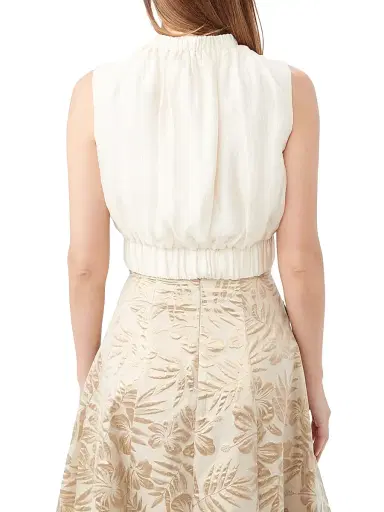 Trina Turk Women's Kalila Blouson Crop Top - Ecru | Thumbnail 4 Trina Turk Women's Kalila Blouson Crop Top - Ecru | Thumbnail 4