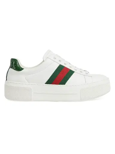 Gucci Women's Ace Leather Low-Top Sneakers - Bottle Green | Thumbnail 1 Gucci Women's Ace Leather Low-Top Sneakers - Bottle Green | Thumbnail 1