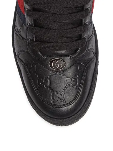 Gucci Men's Screener Embossed-Leather Sneakers - Black | Thumbnail 4 Gucci Men's Screener Embossed-Leather Sneakers - Black | Thumbnail 4