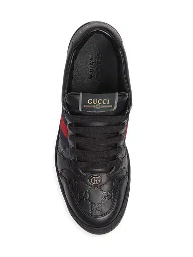 Gucci Men's Screener Embossed-Leather Sneakers - Black | Thumbnail 5 Gucci Men's Screener Embossed-Leather Sneakers - Black | Thumbnail 5