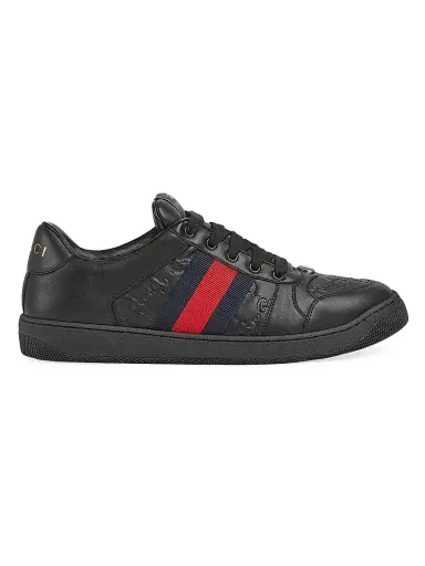 Gucci Men's Screener Embossed-Leather Sneakers - Black | Thumbnail 1 Gucci Men's Screener Embossed-Leather Sneakers - Black | Thumbnail 1