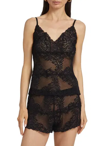 Natori Women's Mesh Lace Short Pajamas - Black | Thumbnail 3 Natori Women's Mesh Lace Short Pajamas - Black | Thumbnail 3